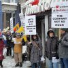 Fight for $15 and Fairness! activists rally at Tim Hortons in downtown Halifax