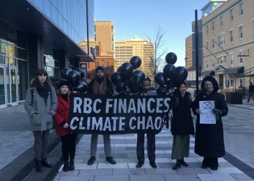 Media release: Activists confront Royal Bank of Canada for financing fossil fuel  projects at their Annual Shareholders Meeting in Halifax