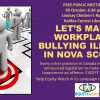 Press release: Let’s make workplace bullying illegal in Nova Scotia, Wed, Oct 30, 6:30 pm, Central Library