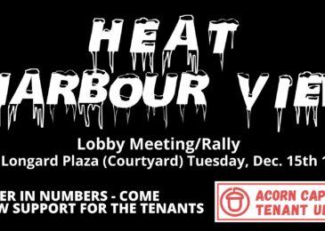 Press release: No heat for the holidays: ACORN CAPREIT Tenant Union organizing against lack of maintenance, heat, and pest issues in building